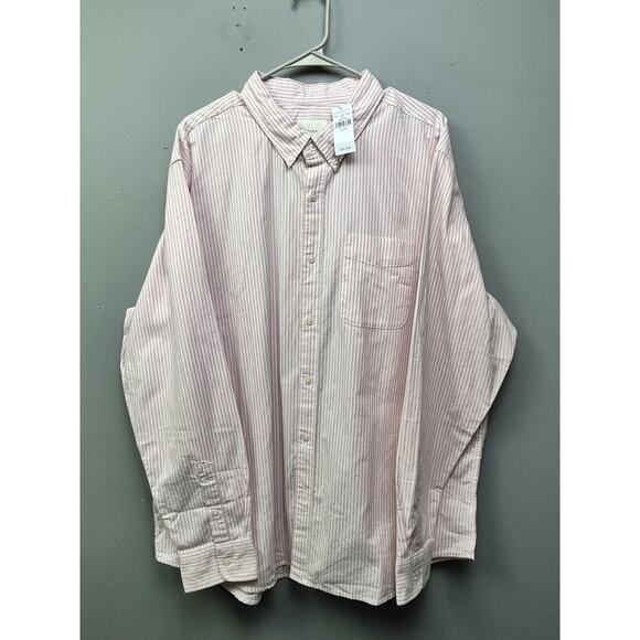 American Eagle Oxford Shirt Mens XXL Pink White Striped Button Down‎ Preppy NEW - Picture 1 of 7